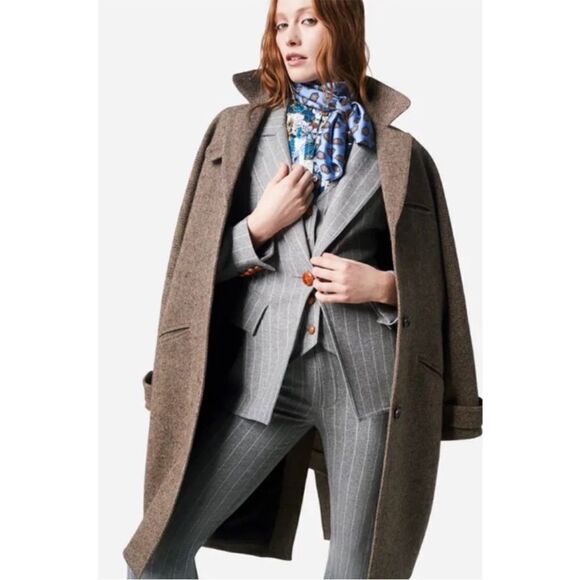 Smythe Wool Blend Bootcut Pant Flannel Pinstripe 4/27 - Picture 4 of 7